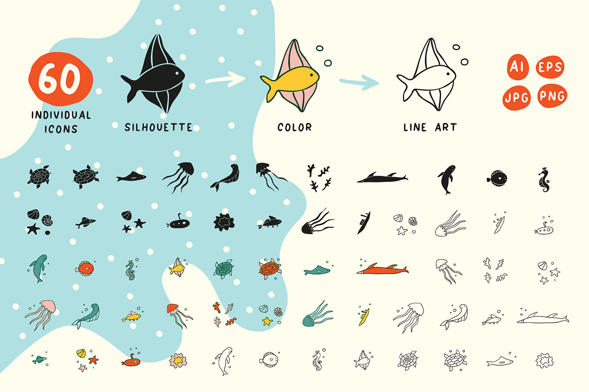 Sea Icons & Patterns, an Object Graphic by Apolinarias Art (Photo 2 of 9)