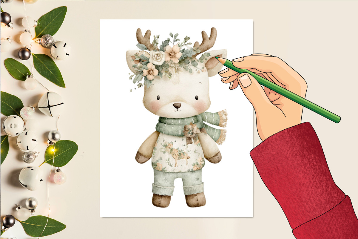 Hygge Christmas Watercolor Clipart, an Illustration by DreamCafeArt (Photo 6 of 6)