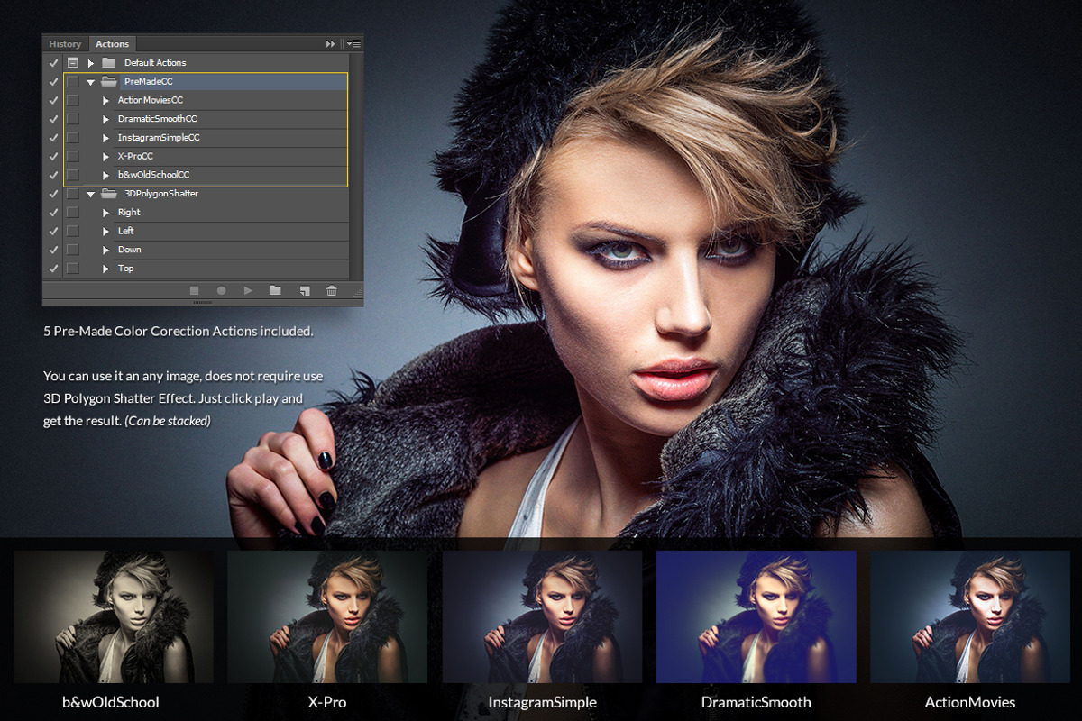 3D Polygon Shatter Photoshop Action, an Action Add-On by MockupSpace (Photo 2 of 7)