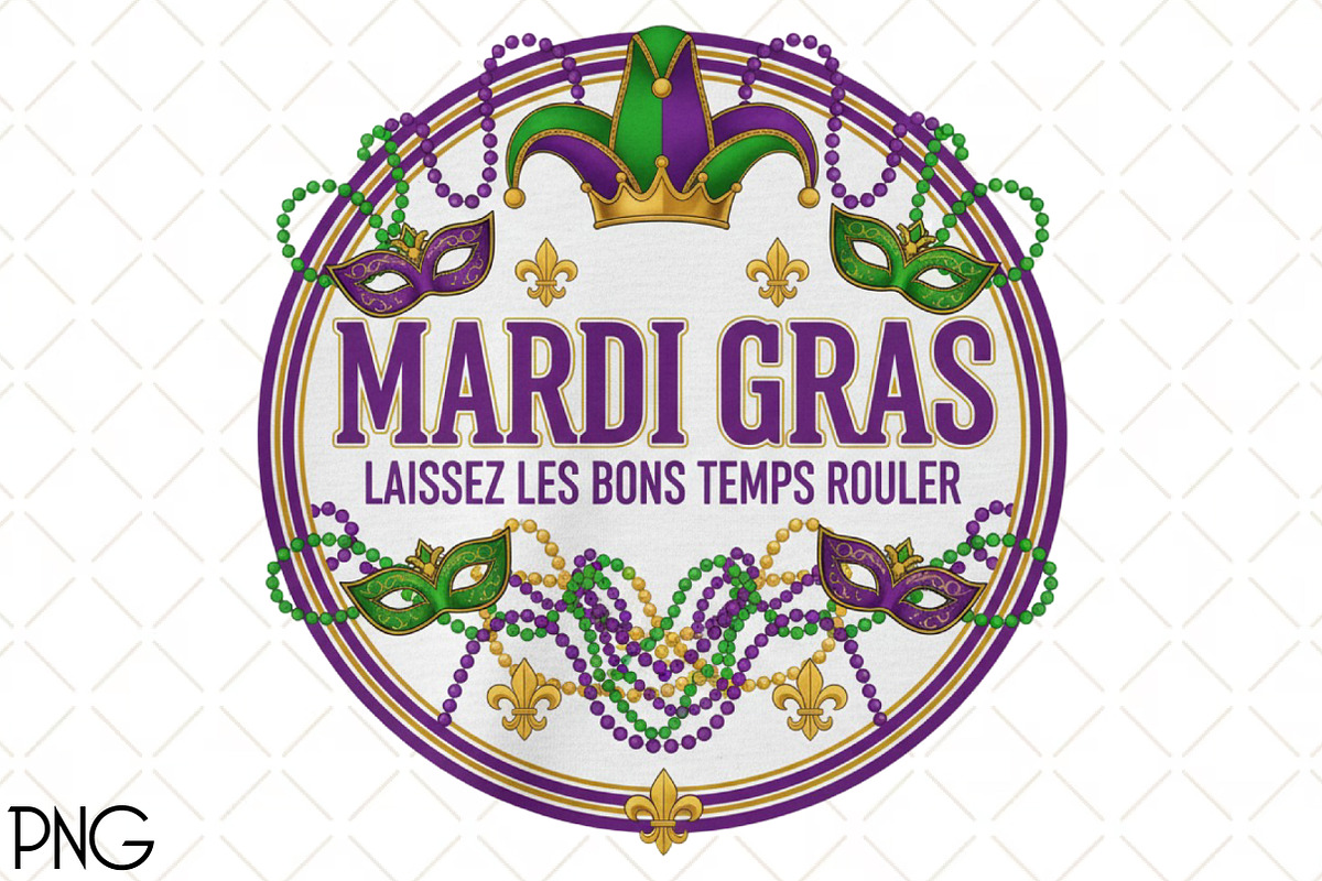 Mardi Gras Sublimation PNG, an Illustration by Black Bird Studio (Photo 1 of 3)