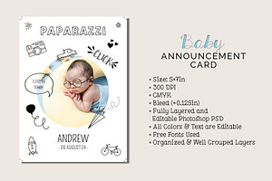Baby Announcement Card, a Card Template by Cyrah's Collection