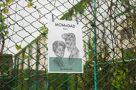 MF Hanging Rustic Poster Mockup