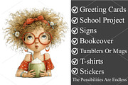 Watercolor Summer Girls Clipart PNG, a Seasonal Illustration by Canvas Craft (Thumbnail 1 of 5)