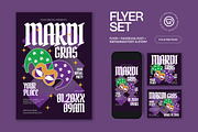 White Purple Mardi Gras Flyer Set, a Flyer Template by graphicook (Thumbnail 1 of 3)