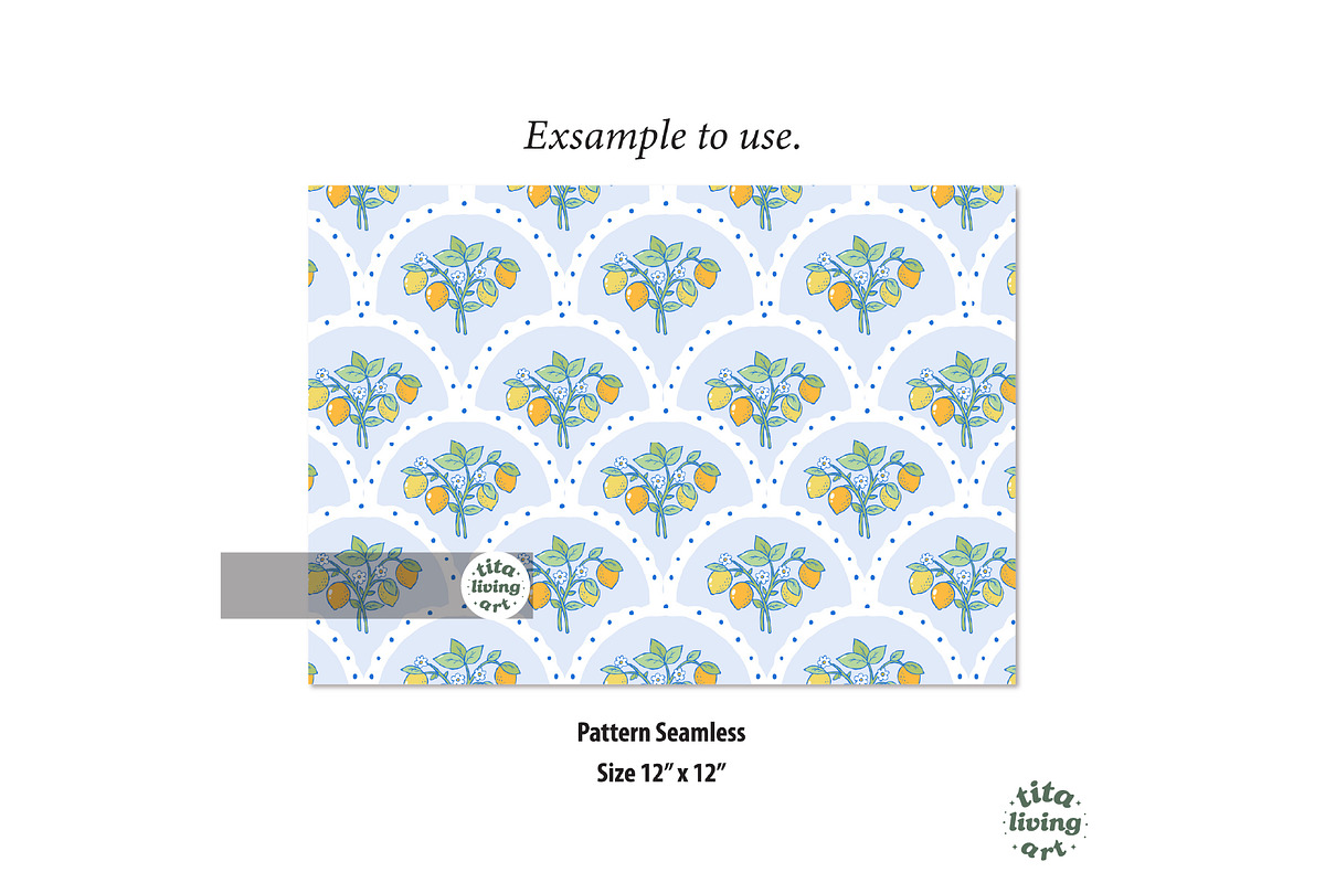 Lemon Scalloped Seamless Pattern, a Food Illustration by TitaLivingArt (Photo 9 of 10)