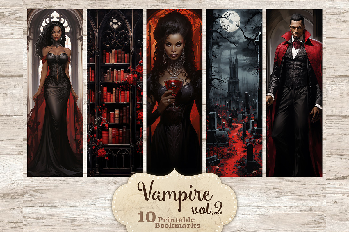 Black Skin Vampire Bookmarks, a Person Illustration by GlamArtZhanna (Photo 1 of 3)