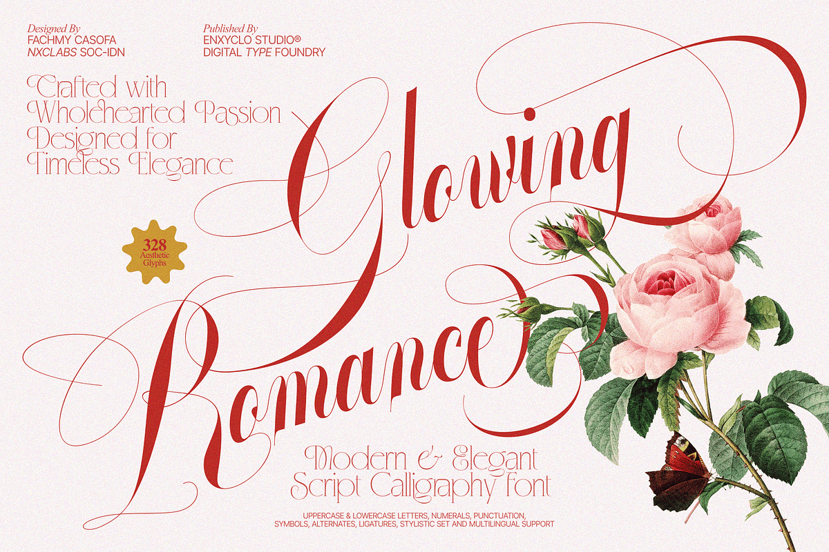 GLOWING ROMANCE — Luxury Calligraphy, a Script Font by Enxyclo Studio (Photo 1 of 22)