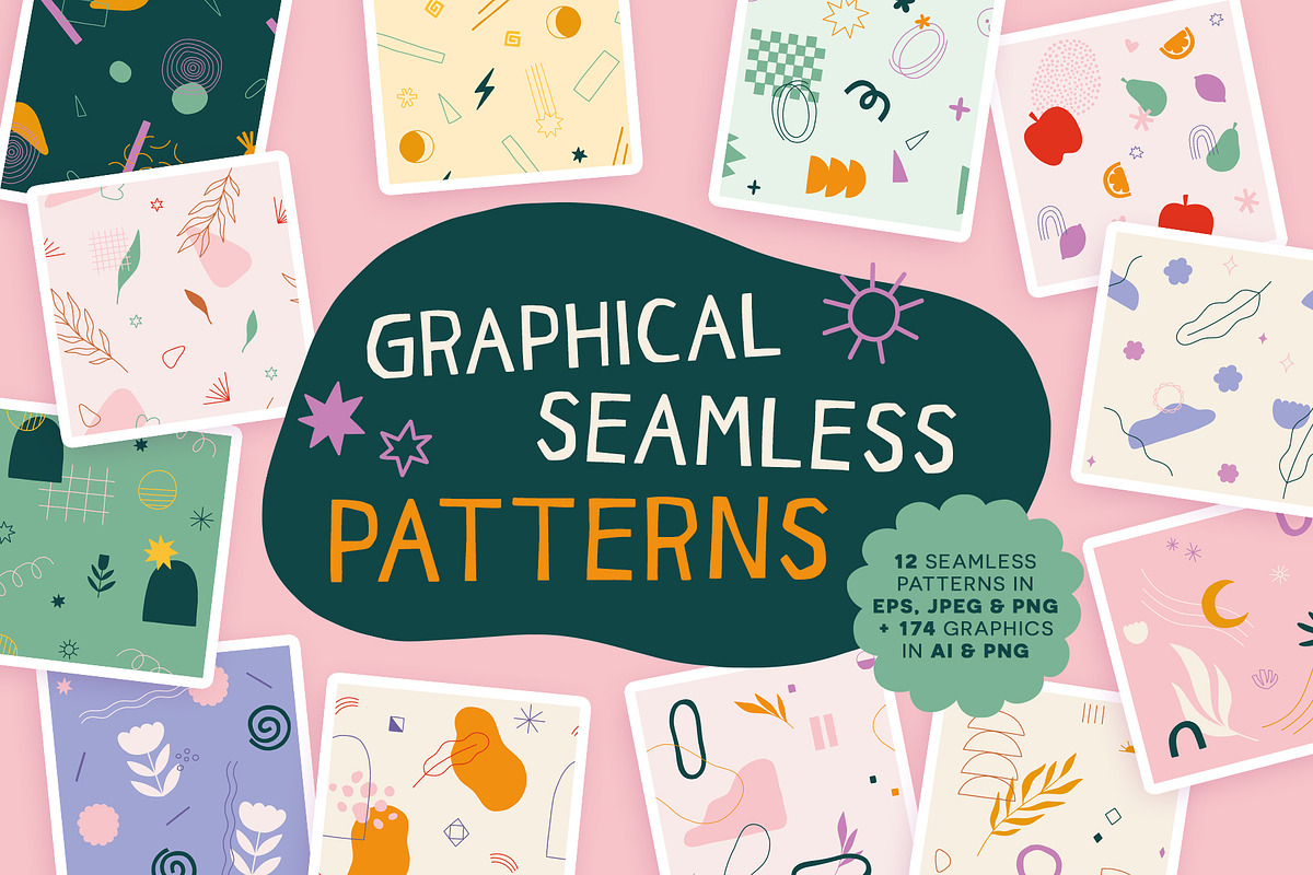 Graphical Seamless Patterns - Vector, a Pattern Graphic by Carole Chevalier (Photo 1 of 9)