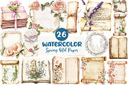 Watercolor Spring Old Paper Clipart, an Illustration by CreationArt (Thumbnail 1 of 5)