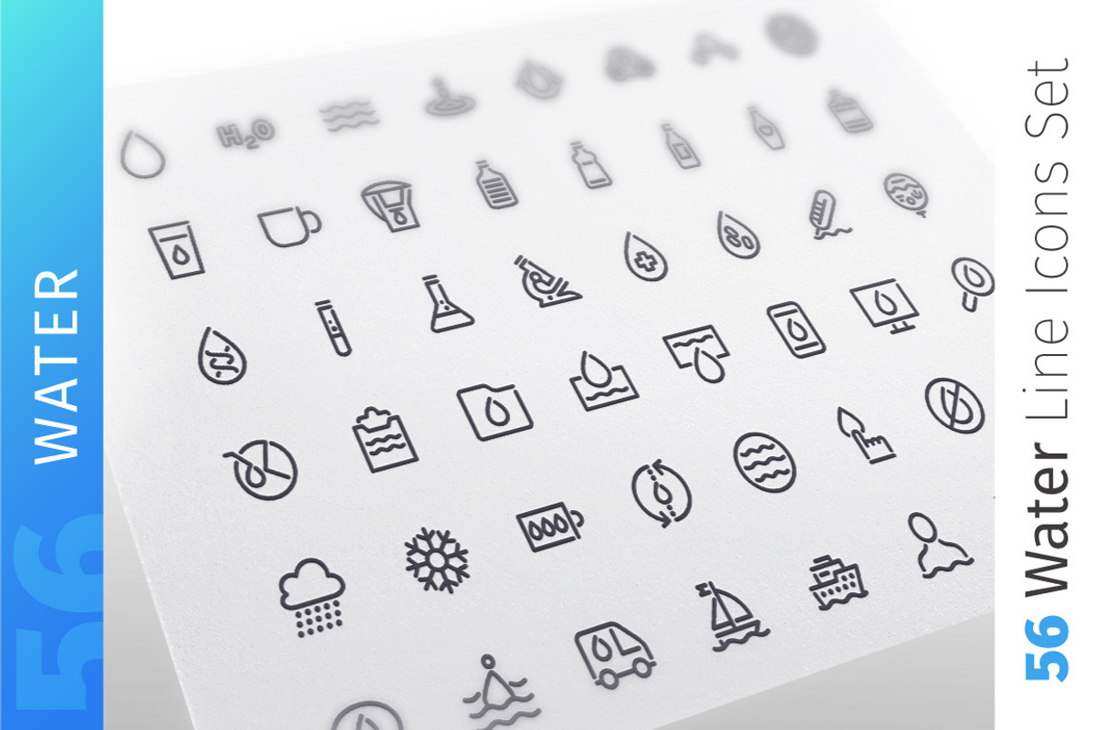 Water Line Icons Set, an Outline Icon by Voysla's Shop (Photo 1 of 4)