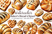 Watercolor Baker's Bread Clipart, an Illustration by Libby Wishes (Thumbnail 1 of 7)