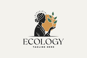 female with plant leaves logo icon, a Branding & Logo Template by Blazybone