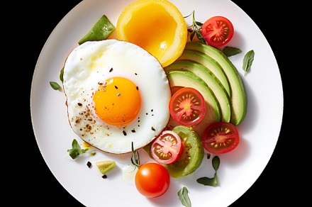 sunny side eggs avocado slices png, a Food & Drink Photo by Munco Art & Design