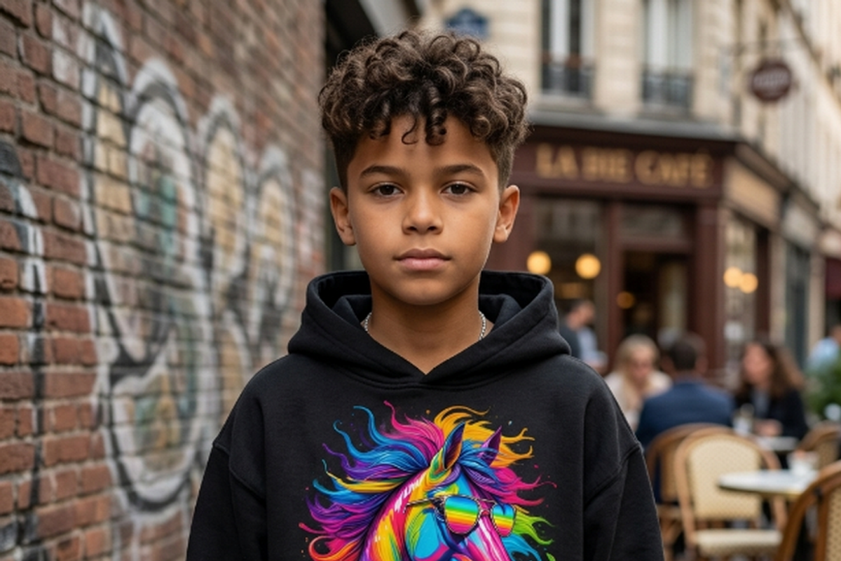 Rainbow Horse T-Shirt Design, a Shirt Mockup by Vector Stall