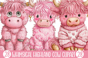 Whimsical Highland Cow Clipart, an Illustration by Designking