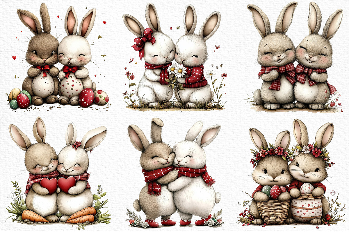 Whimsical Easter Bunny Couples PNG, an Illustration by Craft Nest (Photo 5 of 8)