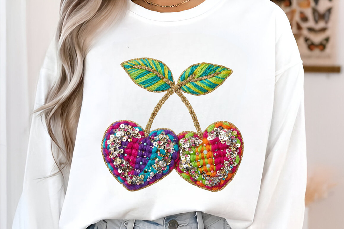 Faux Yarn Valentine Cherry Hearts Pn, an Illustration by designcity5 (Photo 3 of 8)