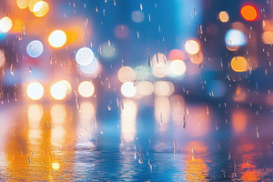 City streets glow under rainy night, a Photo by Beautiful things