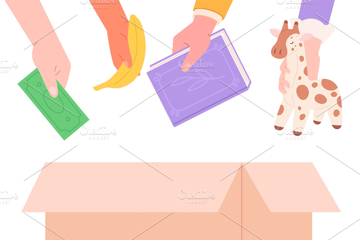 Donations in spesial charity box, an Illustration by LadadikArt