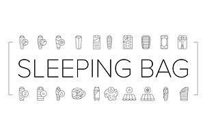 sleeping bag camping hiking icons, an Object Illustration by pikepicture