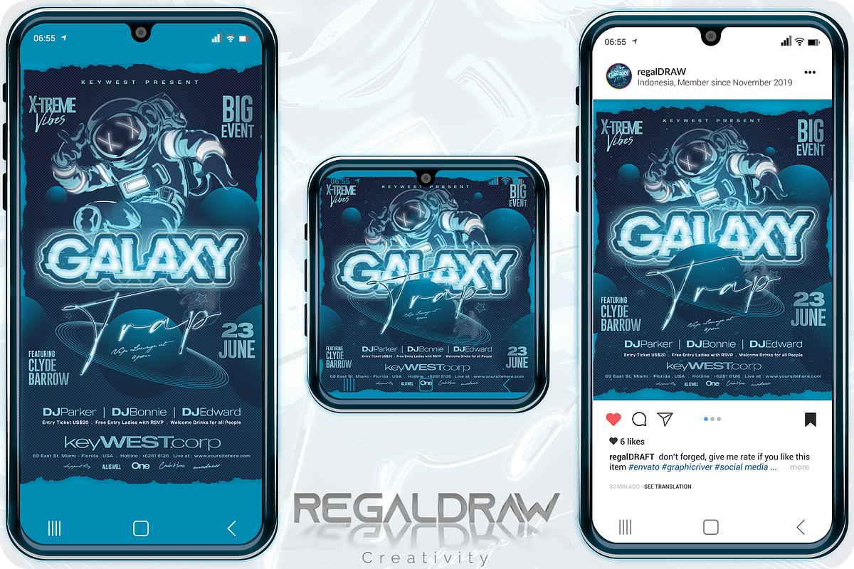 Galaxy Trap Social media Template, a Social Media Template by regalDRAW (Photo 1 of 4)