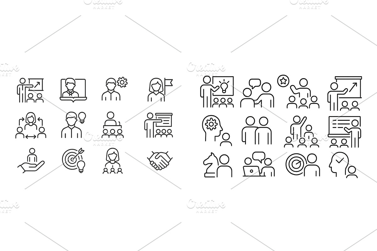 Various icons representing teamwork, a Person Illustration by ZinetroN