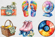 Watercolor Vintage Summer Clipart, an Illustration by Black Bird Studio (Thumbnail 5 of 6)