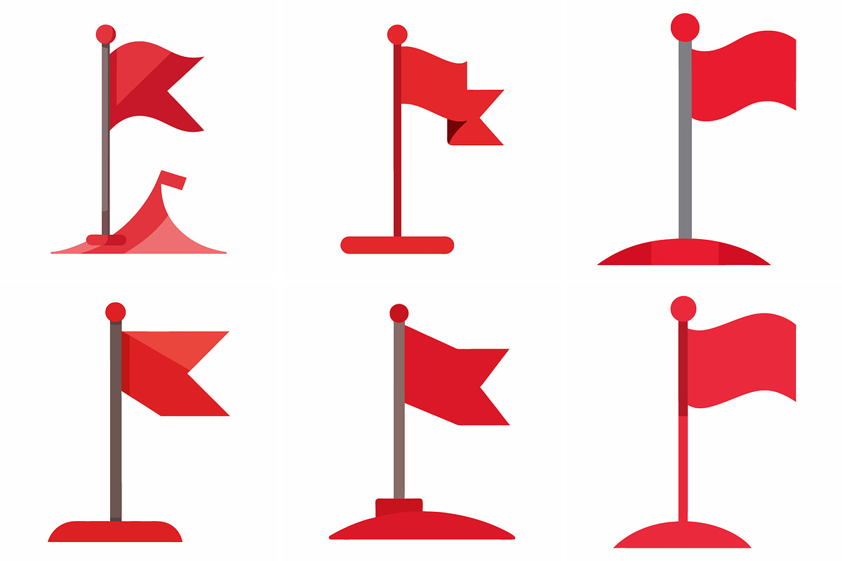 Red Flags Various Designs and Styles, an Object Graphic by Billah Hub