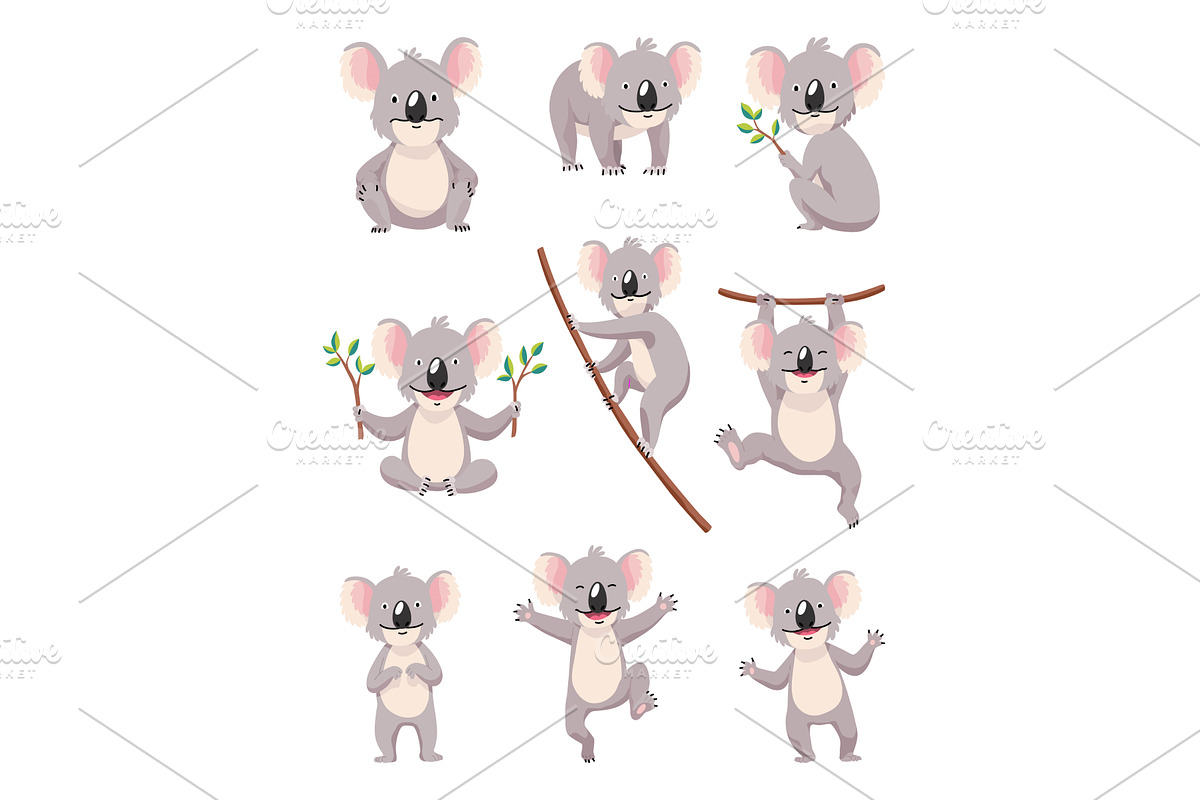Collection cute koala in different, an Animal Illustration by the8monkey