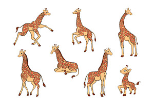 Hand drawn giraffes, an Animal Illustration by Anada Arty