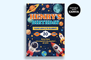Outer Space Birthday Invitation, an Invitation Template by M9 Design (Thumbnail 1 of 4)