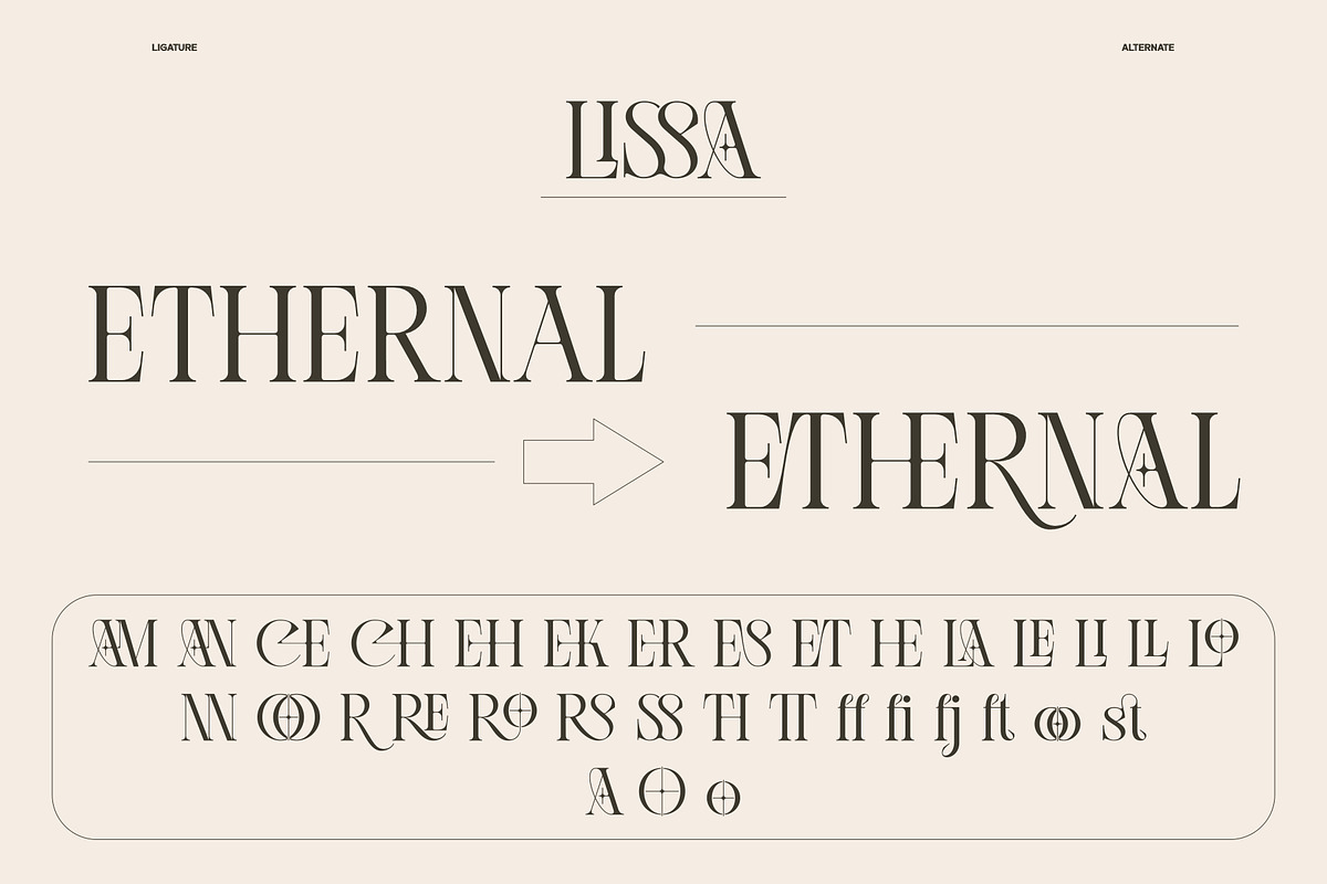 Lissa Stylish Ligature Serif Font, a Serif Font by Eotype Studio (Photo 9 of 9)