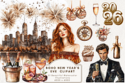 Boho New Year's Eve Clipart, an Illustration by NadiaTheronArt (Thumbnail 1 of 5)