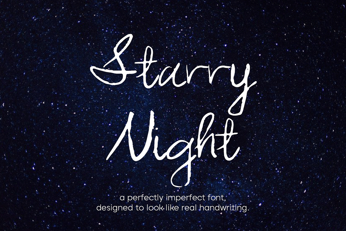Starry Night Handwritten Font, a Handwritten Font by mpllano14 (Photo 1 of 7)