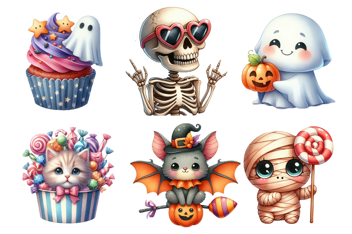 Cute Halloween Clipart, an Illustration by SinaCreation (Photo 3 of 5)