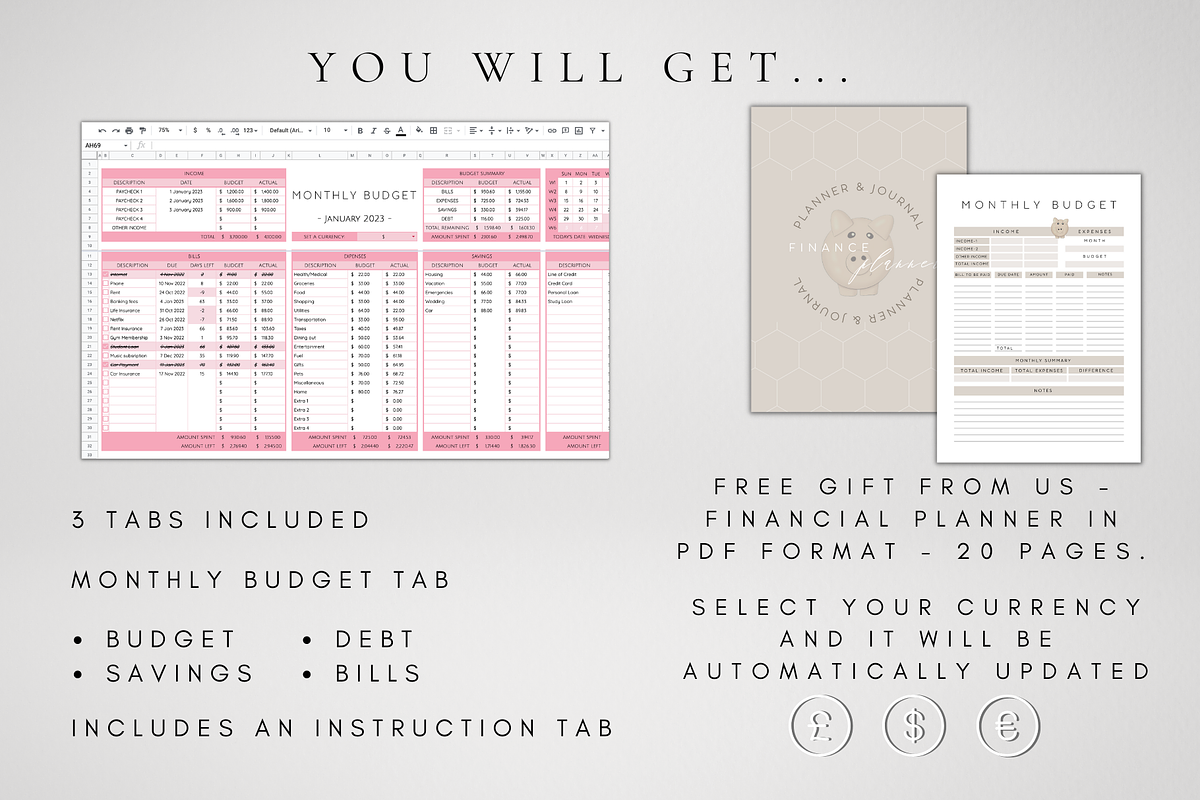 Google Sheets Monthly Budget Tracker, a Templates & Theme by BRANDcontent (Photo 5 of 7)