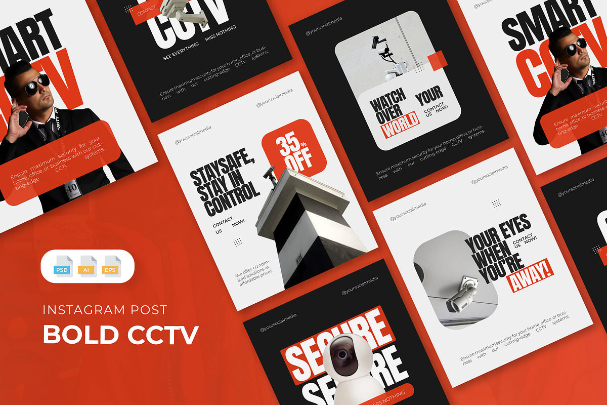 Bold CCTV - Instagram Post, a Social Media Template by AQR Studio