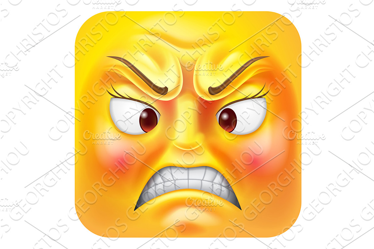 Angry Woman Emoji Emoticon Icon, an Object Illustration by Christos Georghiou