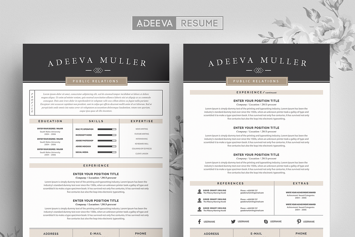 Modern Resume Template Lila, a Resume Template by AdeevaResume (Photo 1 of 4)