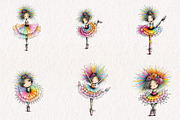 Whimsical Ballerina Clipart, a Seasonal Illustration by CreationArt (Thumbnail 2 of 7)