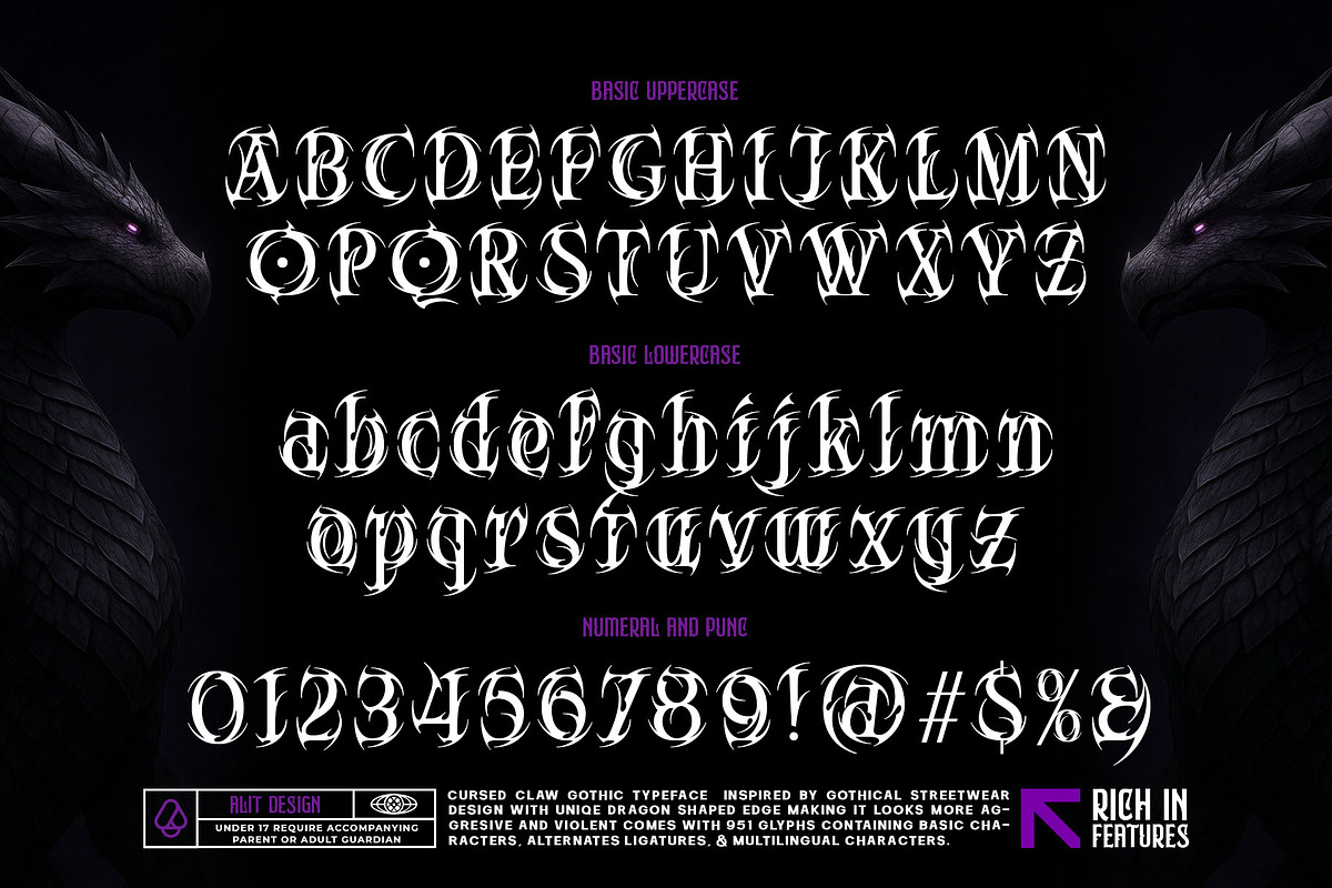 Cursed Claw Typeface, a Blackletter Font by alit design (Photo 7 of 20)