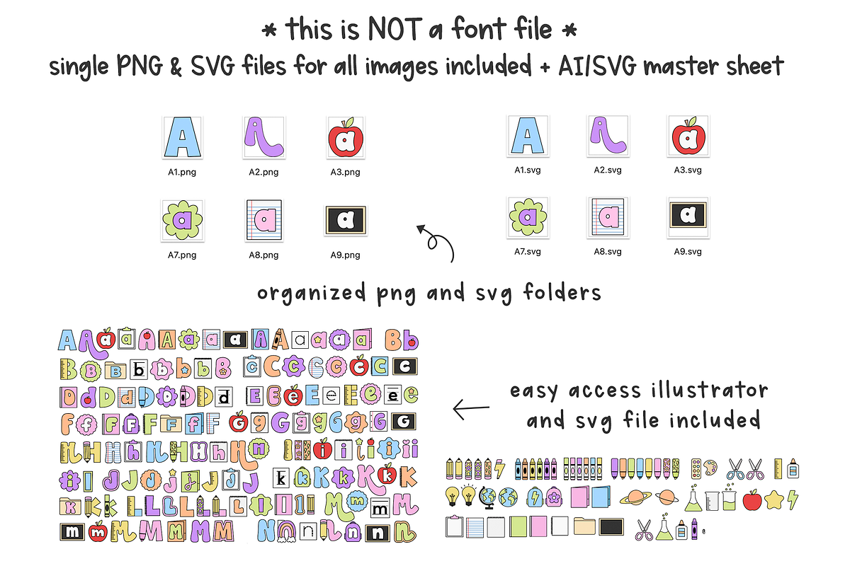 Retro School Clips- PNG SVG Alphabet, an Object Graphic by KA Designs (Photo 6 of 13)