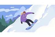 Snowboarders on mountain slopes set, a Sport Illustration by Good Studio (Thumbnail 4 of 5)