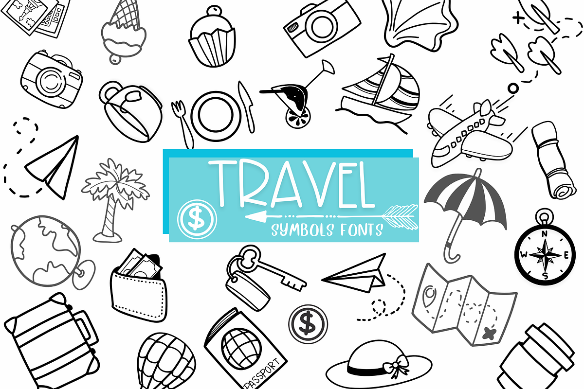 TRAVEL | Symbols Fonts, a Symbol Font by Sirinart (Photo 1 of 7)