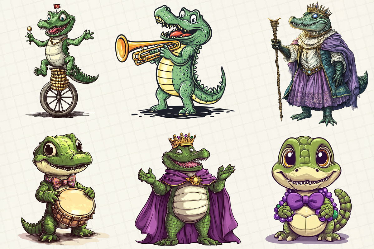 Mardi Gras Crocodile Clipart, an Illustration by OK Design (Photo 3 of 5)