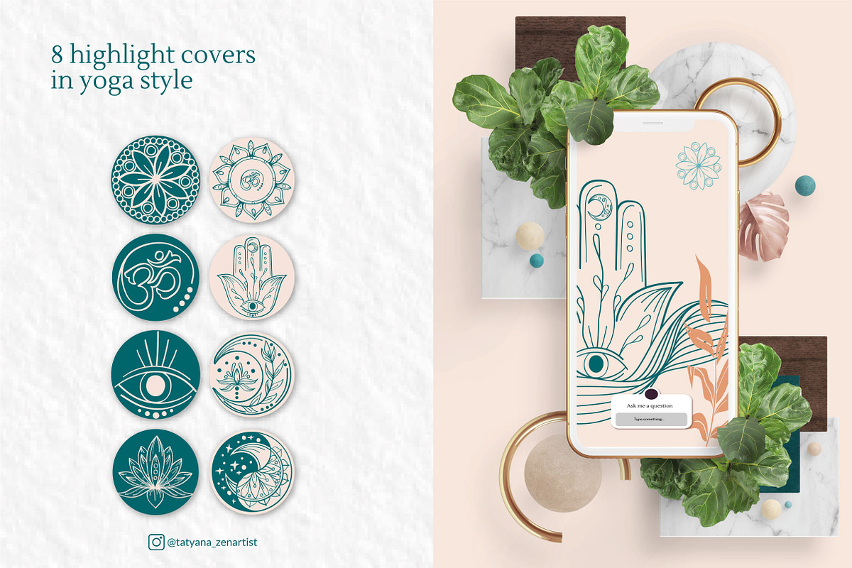 Instagram templates in Yoga style, a Social Media Template by Tatyana_Zenartist (Photo 3 of 6)