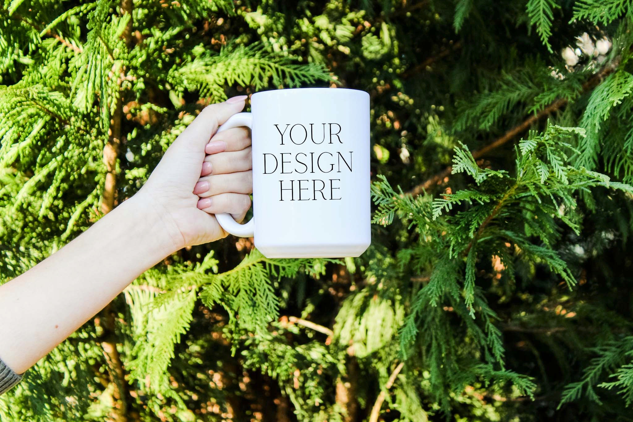 15 Oz Mug Mockup - Greenery Backdrop, a Product Mockup by Sincerely CS ...