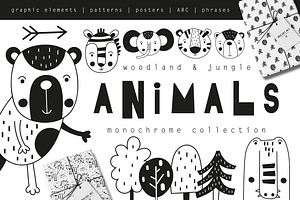 Nursery Art Monochrome Animals