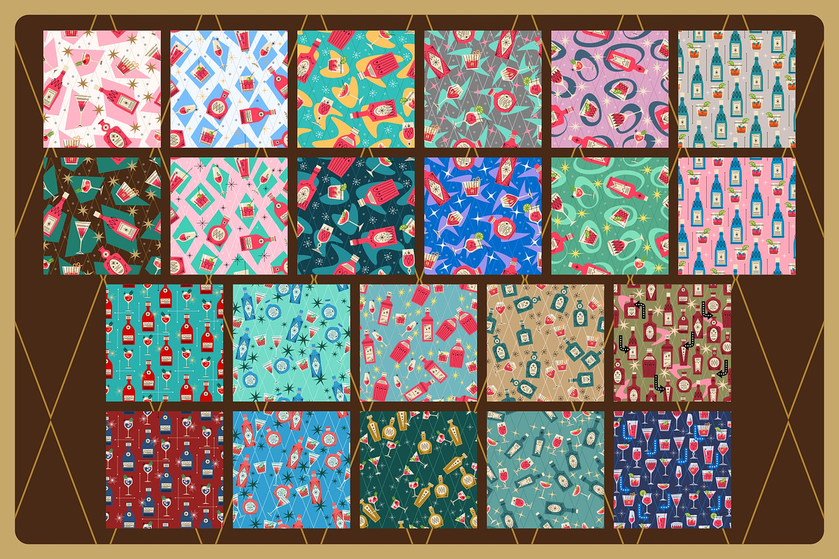 Mid-Century Cocktail Patterns, a Pattern Graphic by Firowerk (Photo 4 of 4)