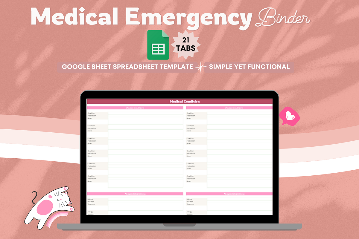 Medical Emergency Binder Spreadsheet, a Templates & Theme by bellaROSEworkshop (Photo 2 of 6)